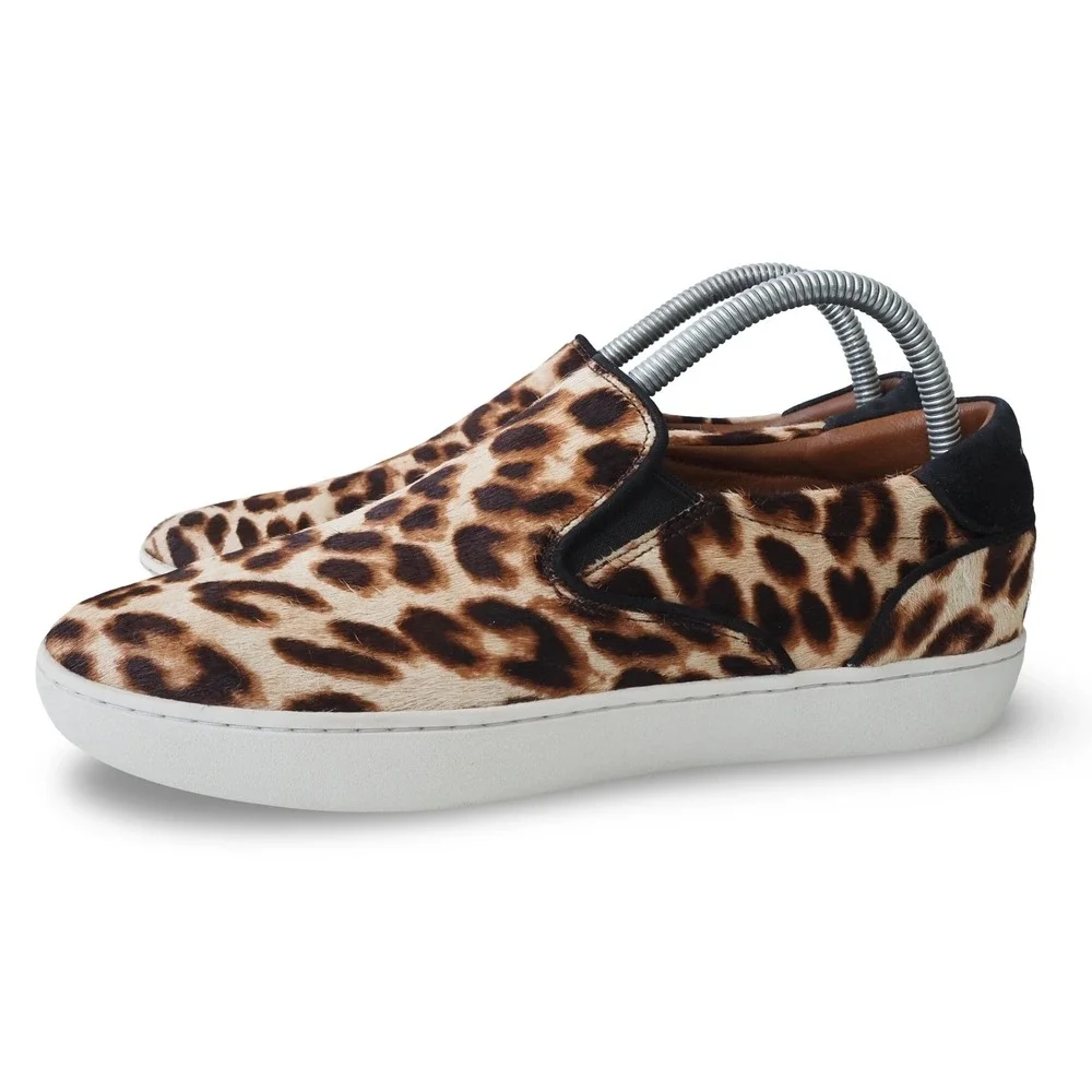 Tory Burch Leopard Print Calf Hair Slip-on Sneakers Womens 8.5M Skater Shoes‎